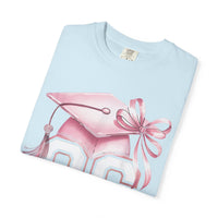 Pink Coquette, Class of 2026 Graduation Cap - Comfort Colors | Trendy Women's T-Shirt. Direct to Garment. Printed & Shipped in the USA. Unisex Sizes.