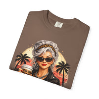 Too Old To Care, Fashionista Grandma - Comfort Colors | Trendy Women's T-Shirt. Direct to Garment. Printed & Shipped in the USA. Unisex Sizes.