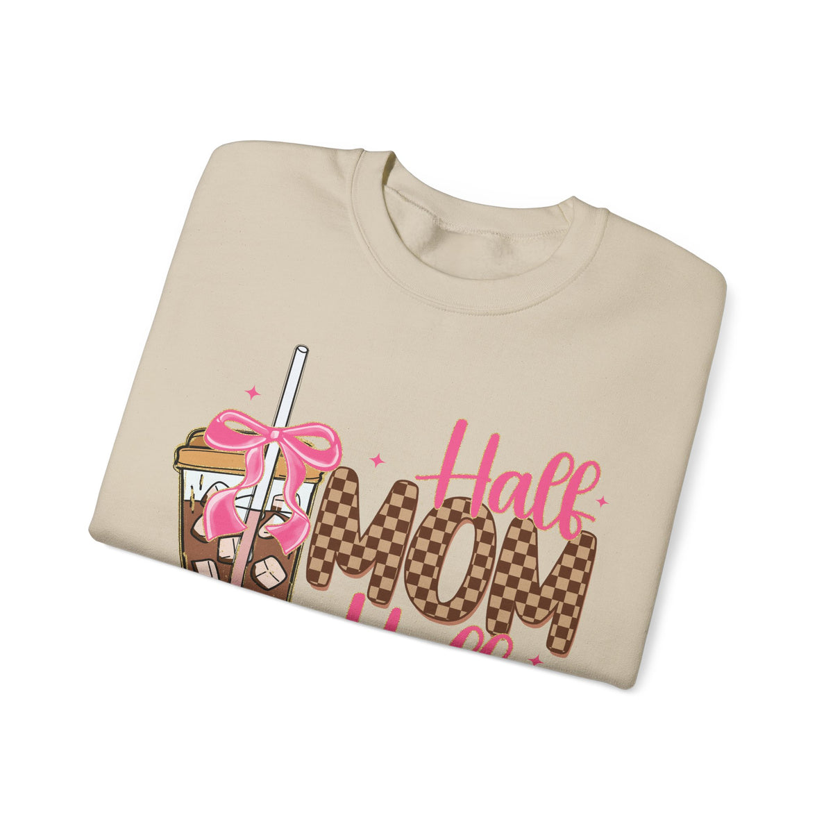Half Mom Half Coffee, Cute Leopard Print Coffee Design – Gildan Heavy Blend | Trendy Women’s Soft Sweatshirt. Direct to Garment. Printed & Shipped in the USA. Unisex Sizes.
