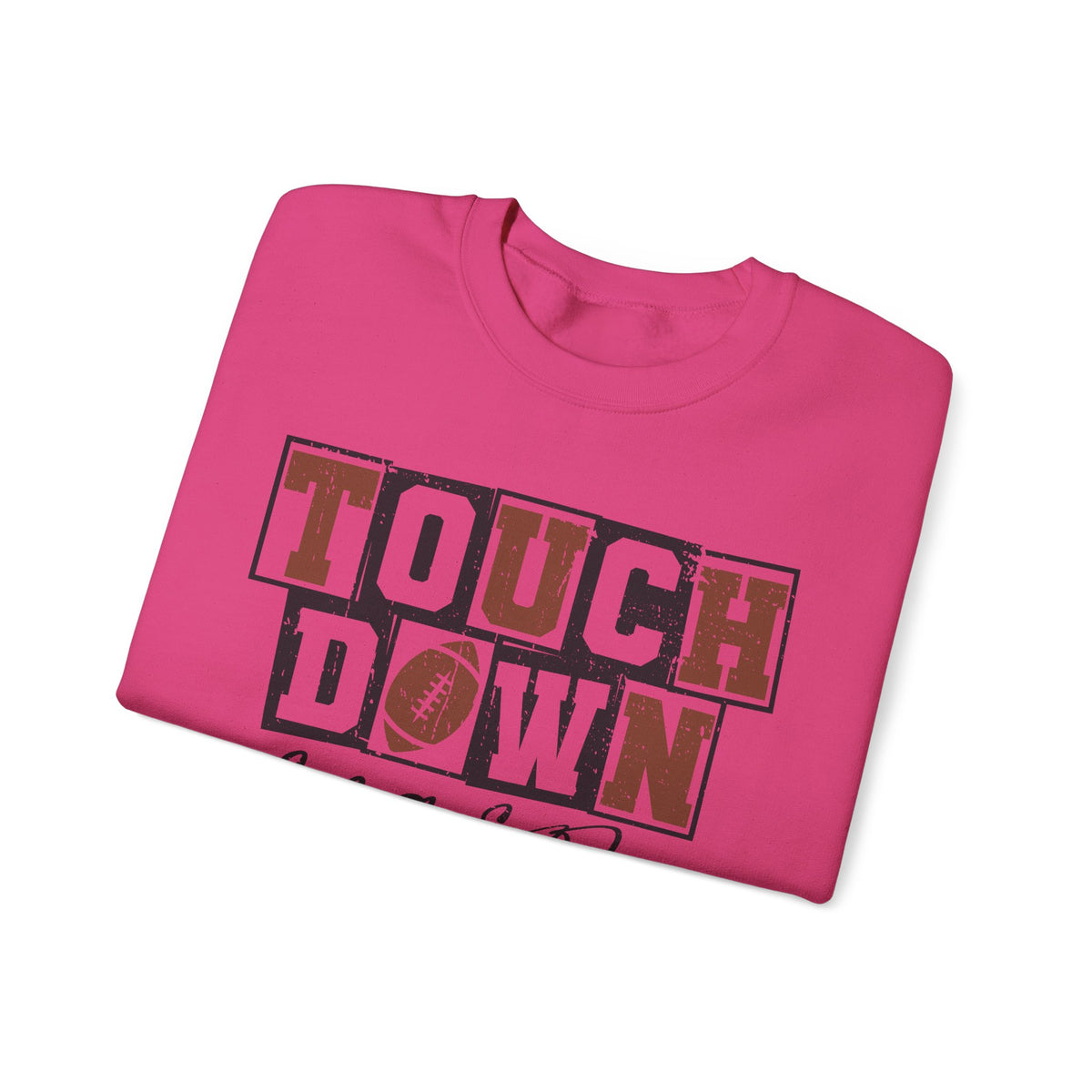 Touchdown Season - Distressed – Gildan Heavy Blend | Trendy Men's and Women’s Soft Sweatshirt. Direct to Garment. Printed & Shipped in the USA. Unisex Sizes.