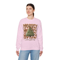 Merry Merry Merry Christmas, Faux Latch Hook Yarn – Gildan Heavy Blend | Trendy Women’s Soft Sweatshirt. Direct to Garment. Printed & Shipped in the USA. Unisex Sizes.