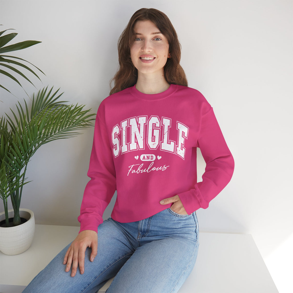 Single and Fabulous - Varsity – Gildan Heavy Blend | Trendy Women’s Soft Sweatshirt. Direct to Garment. Printed & Shipped in the USA. Unisex Sizes.