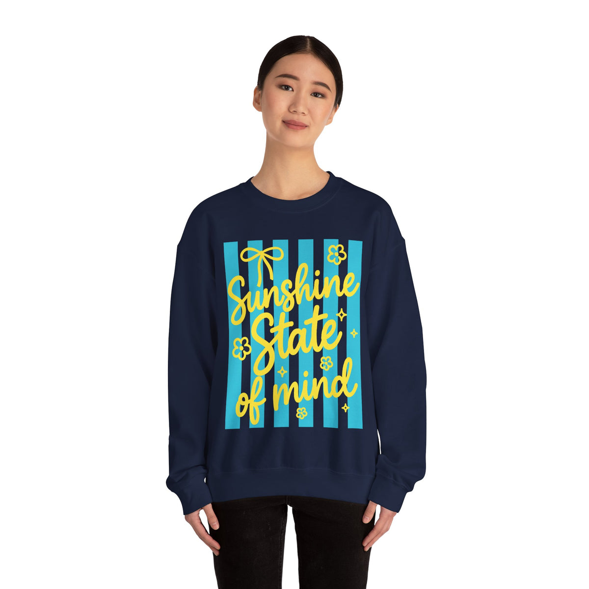 Sunshine State of Mind – Gildan Heavy Blend | Trendy Women’s Soft Sweatshirt. Direct to Garment. Printed & Shipped in the USA. Unisex Sizes.