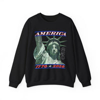 America's 250th Birthday, Statue of Liberty – Gildan Heavy Blend | Trendy Men's and Women’s Soft Sweatshirt. Direct to Garment. Printed & Shipped in the USA. Unisex Sizes.