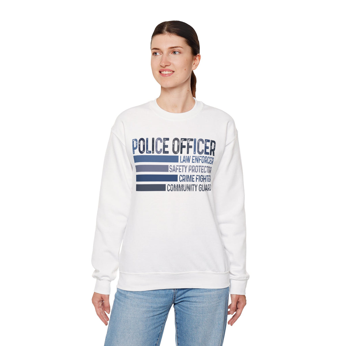 Police Officer - Description – Gildan Heavy Blend | Trendy Men's and Women’s Soft Sweatshirt. Direct to Garment. Printed & Shipped in the USA. Unisex Sizes.