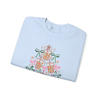 Merry and Caffeinated Iced Coffee Christmas Tree – Gildan Heavy Blend | Trendy Women’s Soft Sweatshirt. Direct to Garment. Printed & Shipped in the USA. Unisex Sizes.