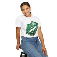 Green Faux Glitter Kiss - Comfort Colors | Trendy Women's T-Shirt. Direct to Garment. Printed & Shipped in the USA. Unisex Sizes.