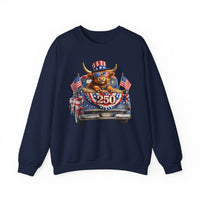 Patriotic Highland, America's 250th Birthday – Gildan Heavy Blend | Trendy Women’s and Men's Soft Sweatshirt. Direct to Garment. Printed & Shipped in the USA. Unisex Sizes.