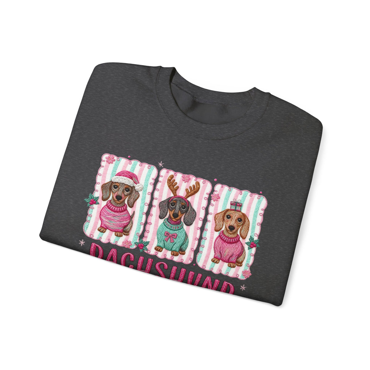 Dachshund Through the Snow – Gildan Heavy Blend | Trendy Women’s Soft Sweatshirt. Direct to Garment. Printed & Shipped in the USA. Unisex Sizes.
