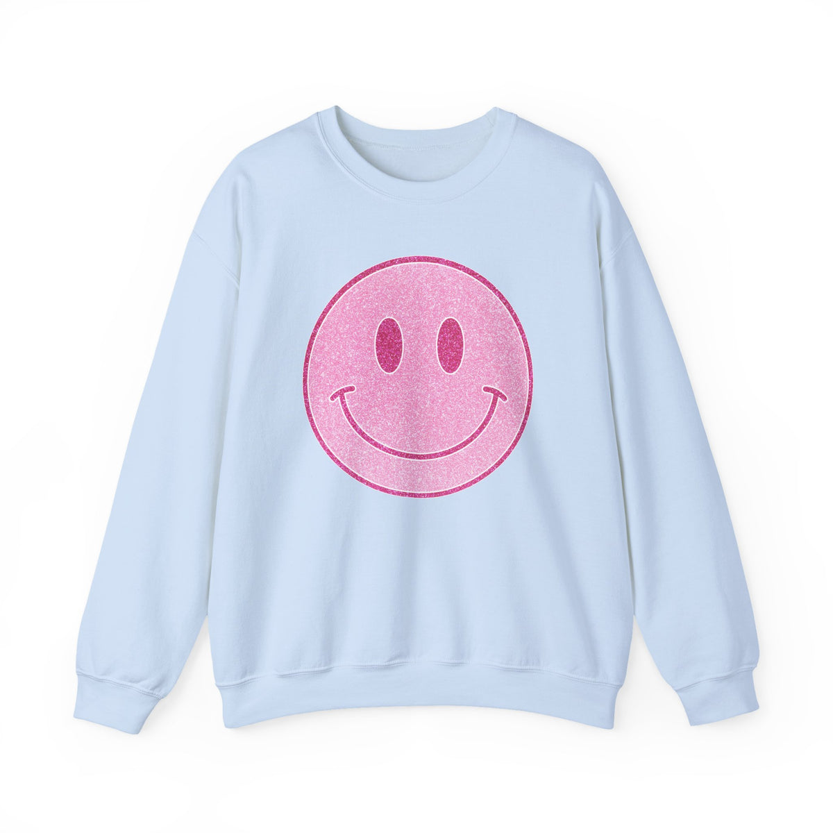 Glitter Smiley – Gildan Heavy Blend | Trendy Women’s Soft Sweatshirt. Direct to Garment. Printed & Shipped in the USA. Unisex Sizes.