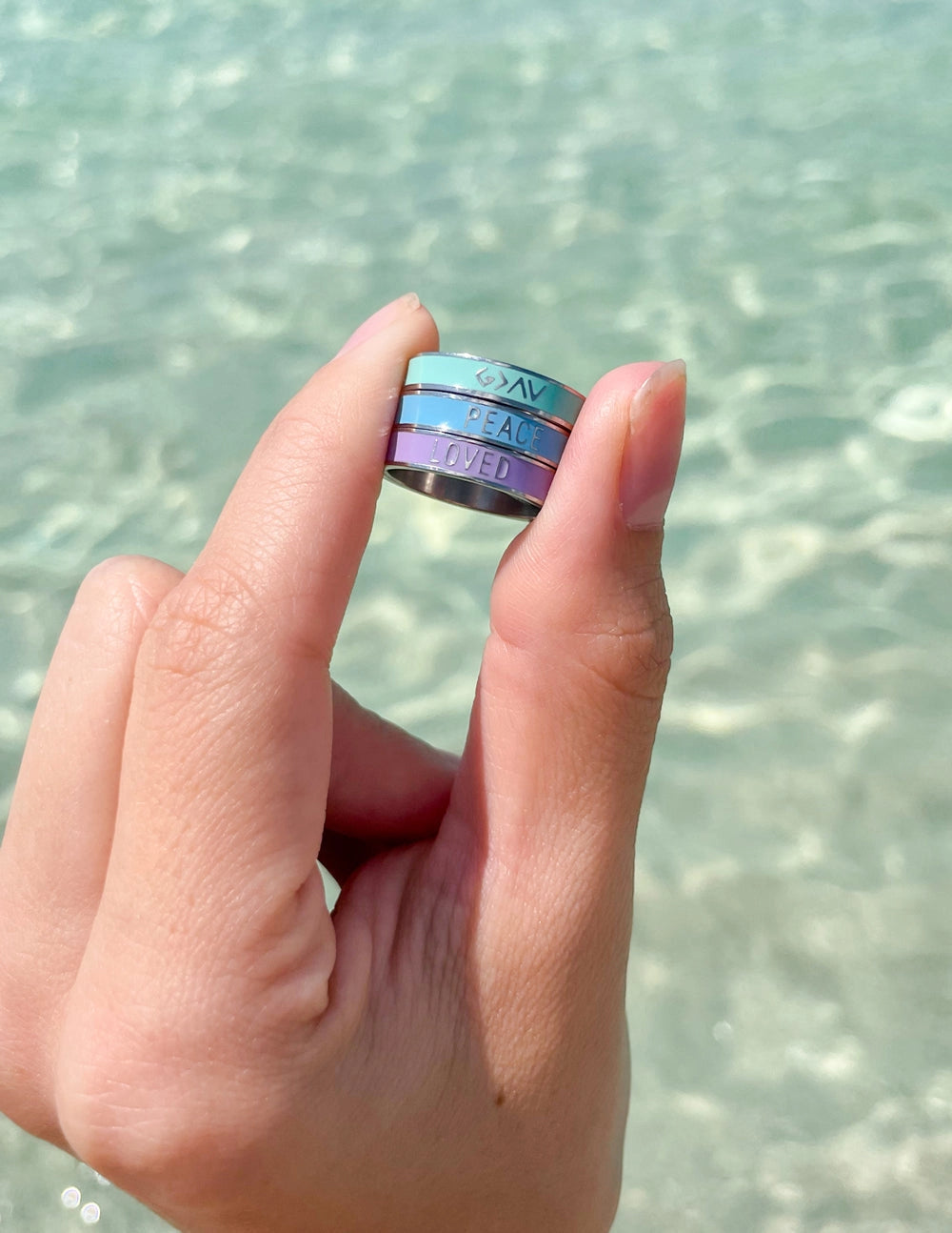 "God is Greater…Highs Lows" Mint Silver-Colored Stackable Ring