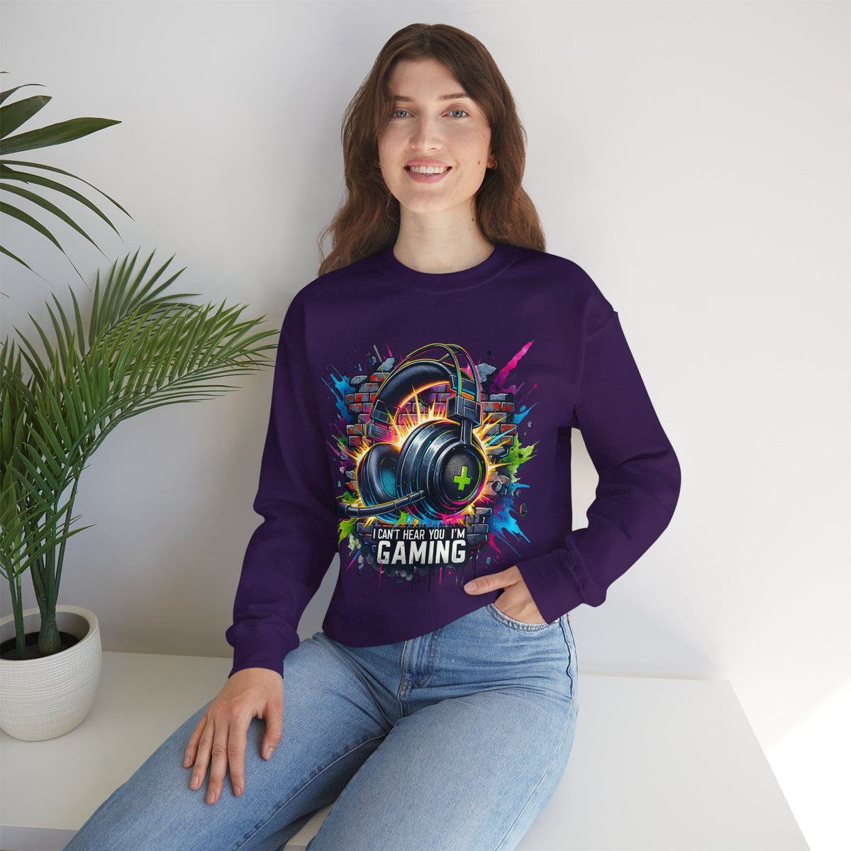 Gaming Headset I Can't Hear You, I'm Gaming – Gildan Heavy Blend | Trendy Women’s and Men's Soft Sweatshirt. Direct to Garment. Printed & Shipped in the USA. Unisex Sizes.