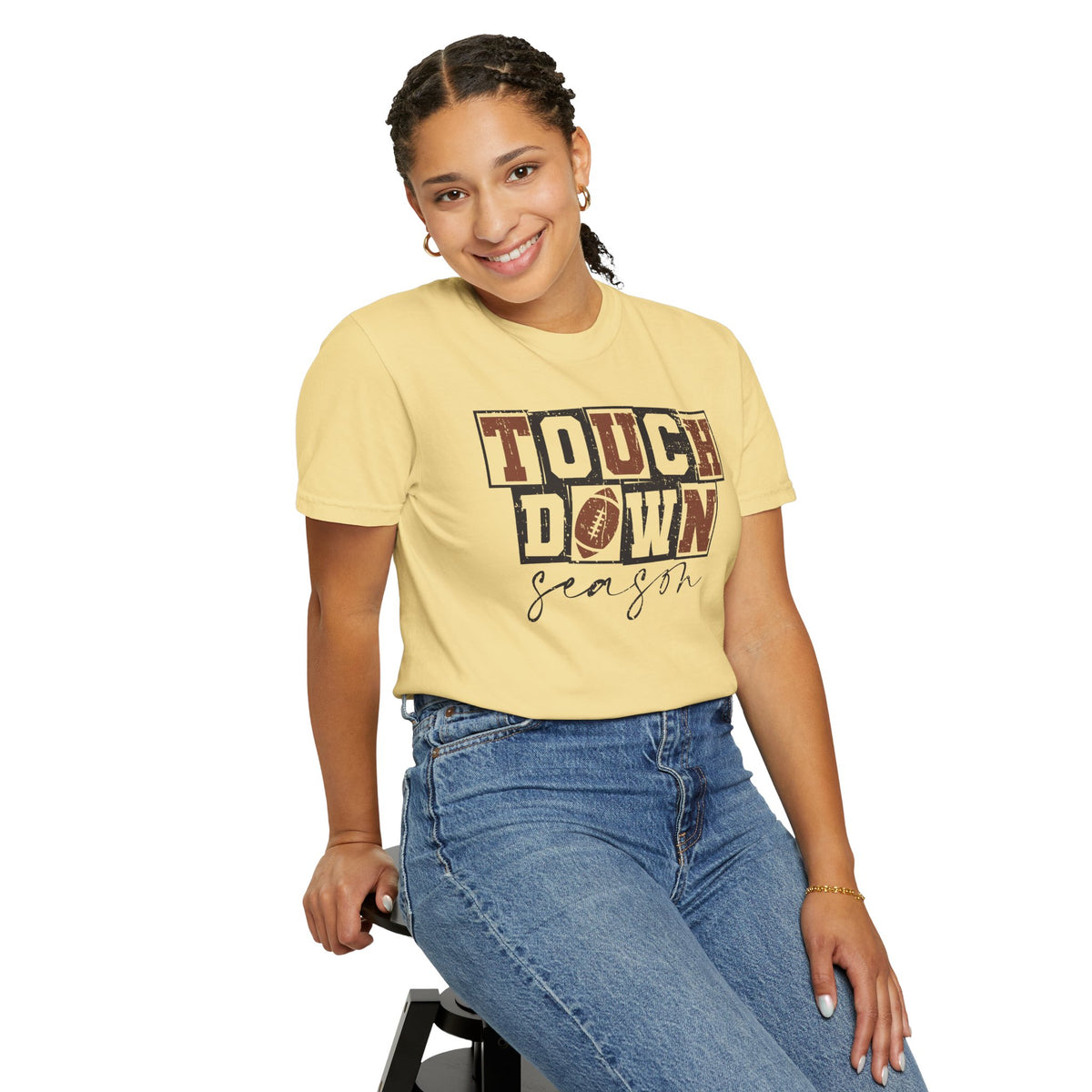 Touchdown Season - Distressed - Comfort Colors | Trendy Men's and Women's T-Shirt. Direct to Garment. Printed & Shipped in the USA. Unisex Sizes.