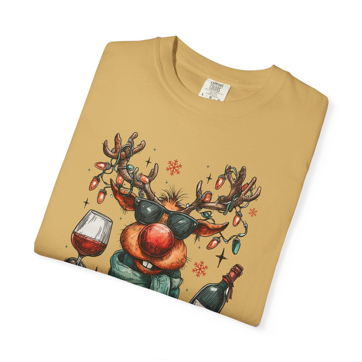Merry & Mischievous Reindeer - Comfort Colors | Trendy Women's and Men's T-Shirt. Direct to Garment. Printed & Shipped in the USA. Unisex Sizes.