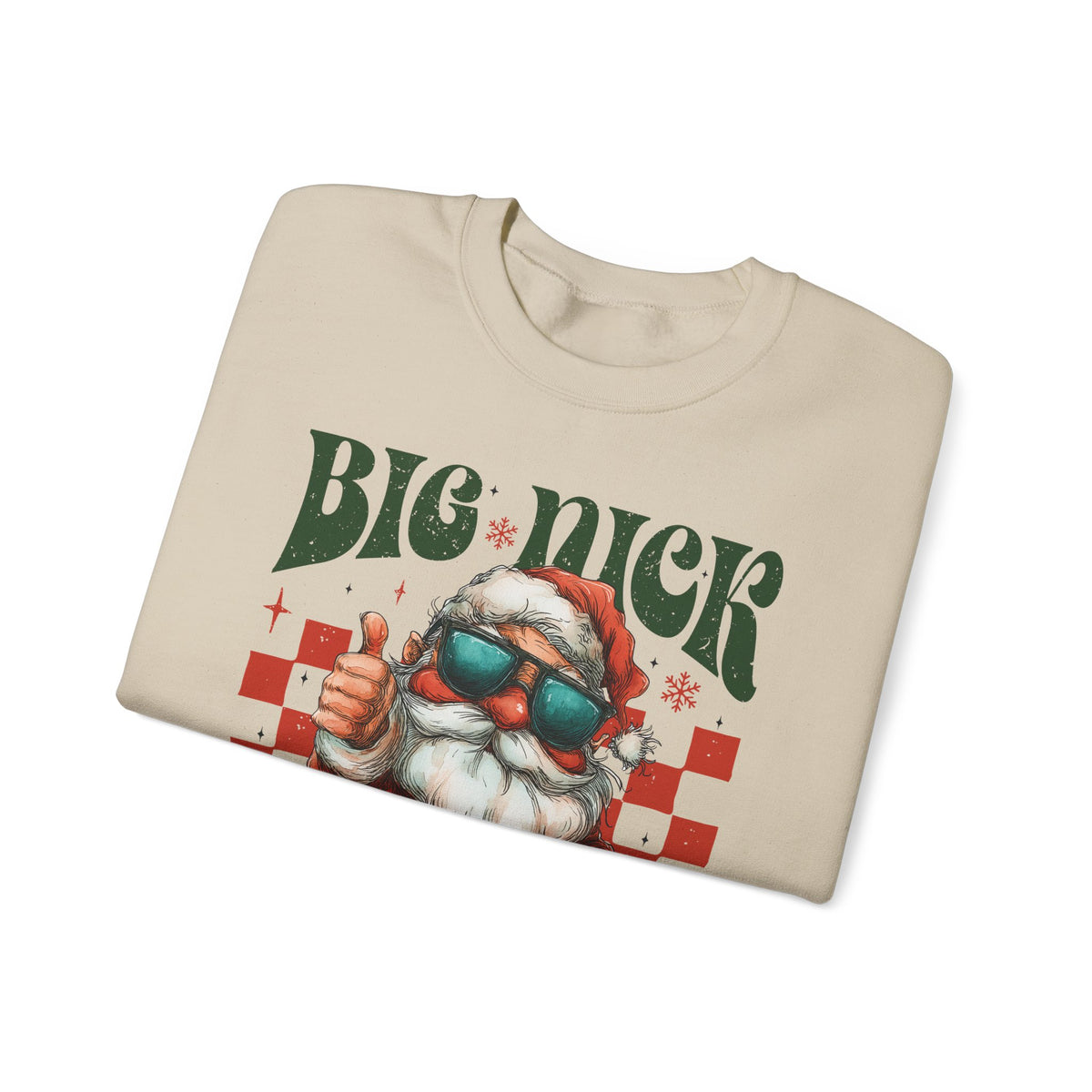 Big Nick Energy - Retro Santa Thumbs Up – Gildan Heavy Blend | Trendy Men's and Women’s Soft Sweatshirt. Direct to Garment. Printed & Shipped in the USA. Unisex Sizes.
