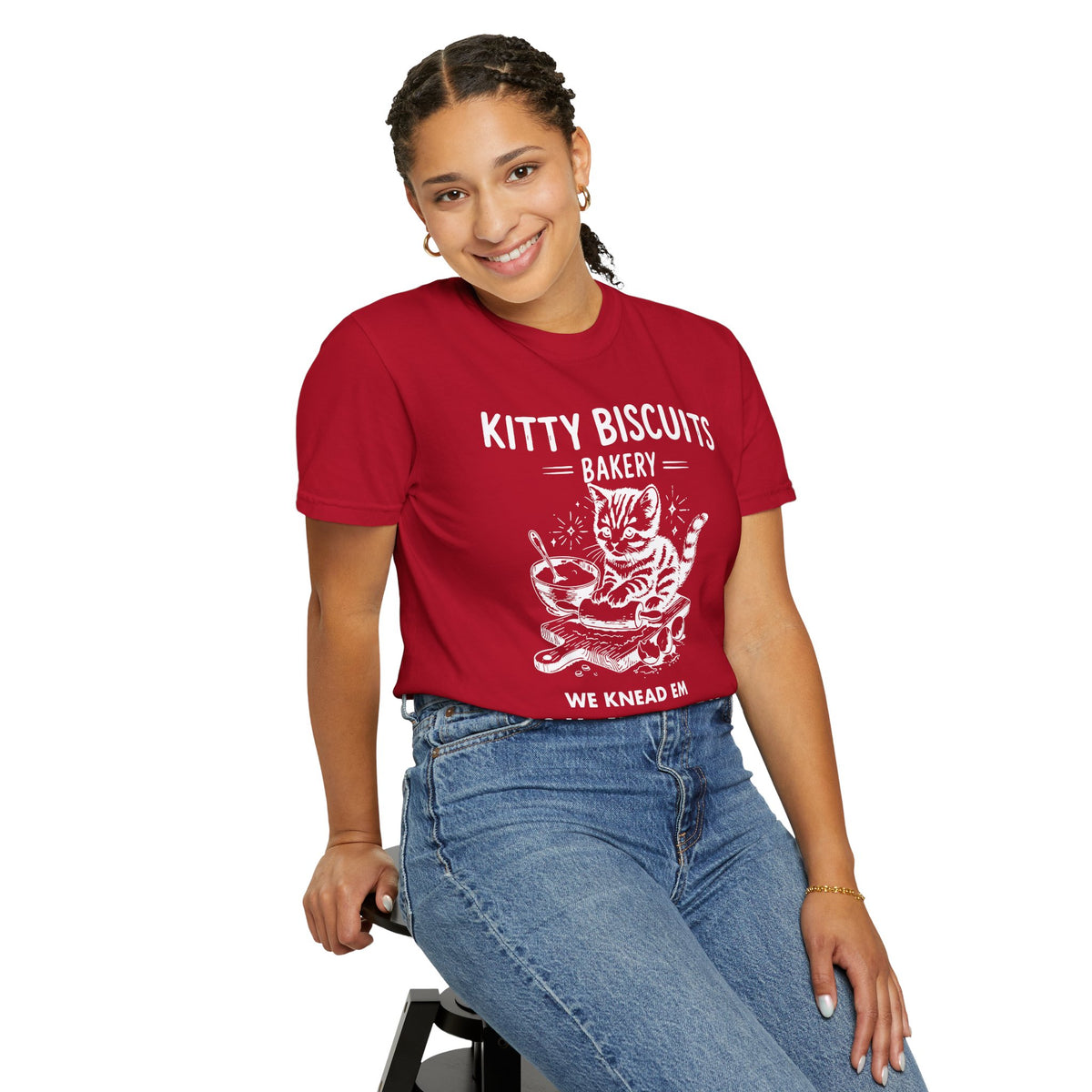 Kitty Biscuits Bakery - Comfort Colors | Trendy Women's and Men's T-Shirt. Direct to Garment. Printed & Shipped in the USA. Unisex Sizes.