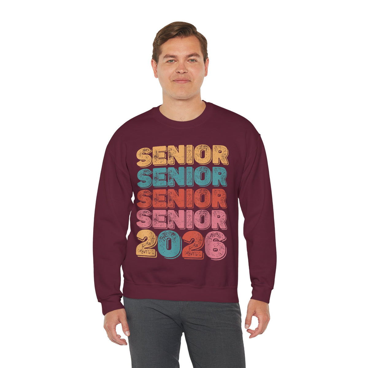 Senior Class of 2026 Retro – Gildan Heavy Blend | Trendy Men's and Women’s Soft Sweatshirt. Direct to Garment. Printed & Shipped in the USA. Unisex Sizes.