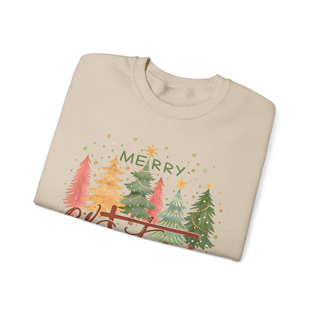 Merry ChrisTmas - Christian Faith – Gildan Heavy Blend | Trendy Women’s Soft Sweatshirt. Direct to Garment. Printed & Shipped in the USA. Unisex Sizes.