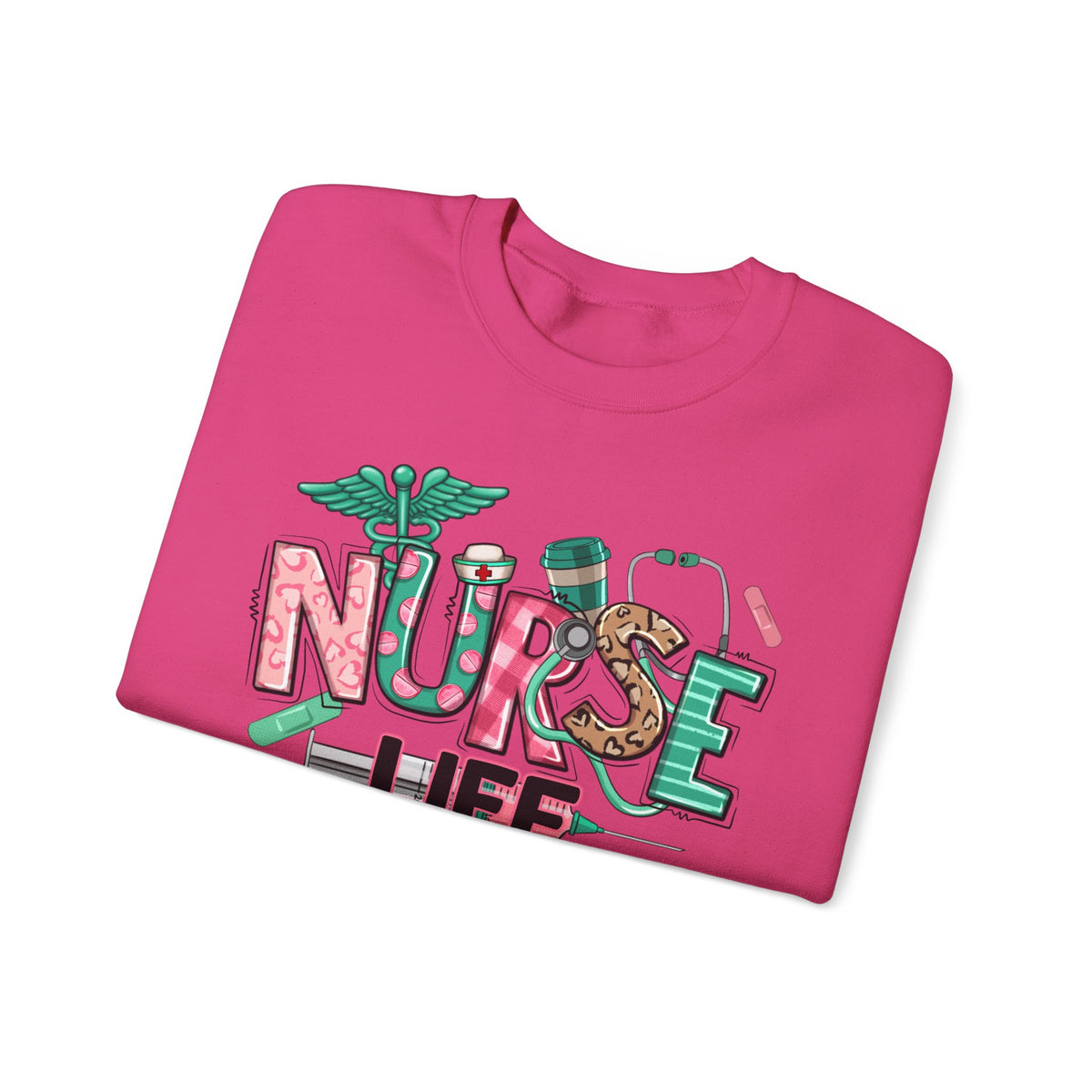 Nurse Life Cute Preppy Healthcare – Gildan Heavy Blend | Trendy Women’s Soft Sweatshirt. Direct to Garment. Printed & Shipped in the USA. Unisex Sizes.