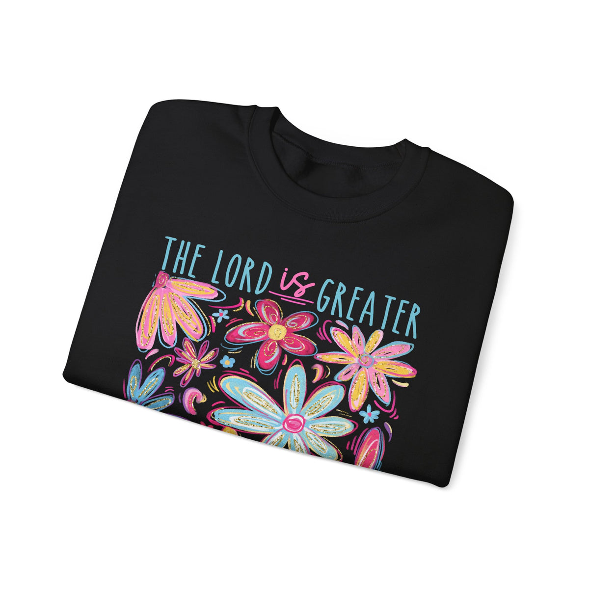 The Lord Is Greater Than The Giants You Face – Gildan Heavy Blend | Trendy Women’s Soft Sweatshirt. Direct to Garment. Printed & Shipped in the USA. Unisex Sizes.