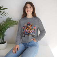 Patriotic Highland, America's 250th Birthday – Gildan Heavy Blend | Trendy Women’s and Men's Soft Sweatshirt. Direct to Garment. Printed & Shipped in the USA. Unisex Sizes.