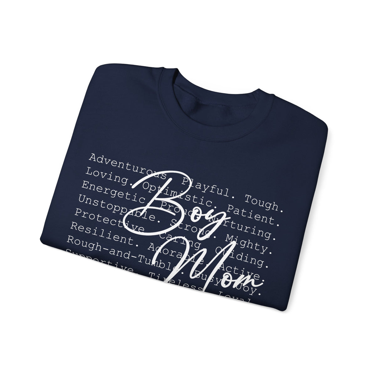 Boy Mom Typography – Gildan Heavy Blend | Trendy Women’s Soft Sweatshirt. Direct to Garment. Printed & Shipped in the USA. Unisex Sizes.