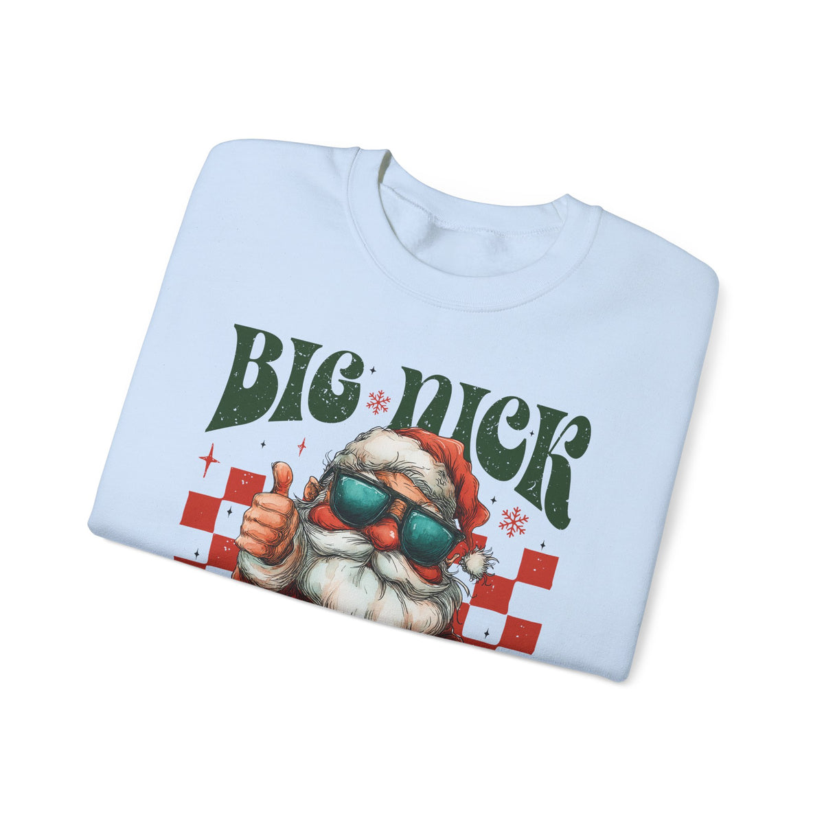 Big Nick Energy - Retro Santa Thumbs Up – Gildan Heavy Blend | Trendy Men's and Women’s Soft Sweatshirt. Direct to Garment. Printed & Shipped in the USA. Unisex Sizes.