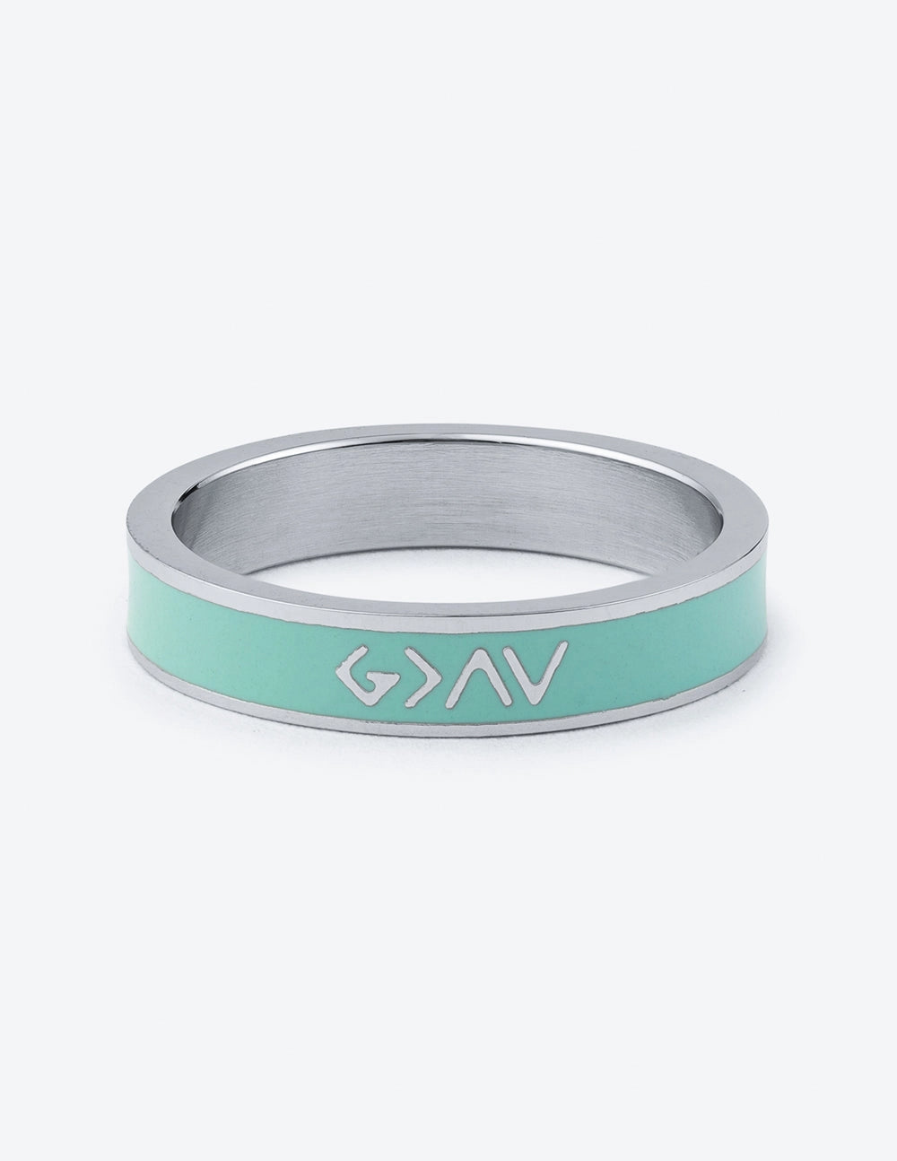 "God is Greater…Highs Lows" Mint Silver-Colored Stackable Ring