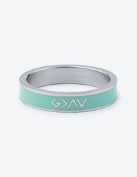 "God is Greater…Highs Lows" Mint Silver-Colored Stackable Ring