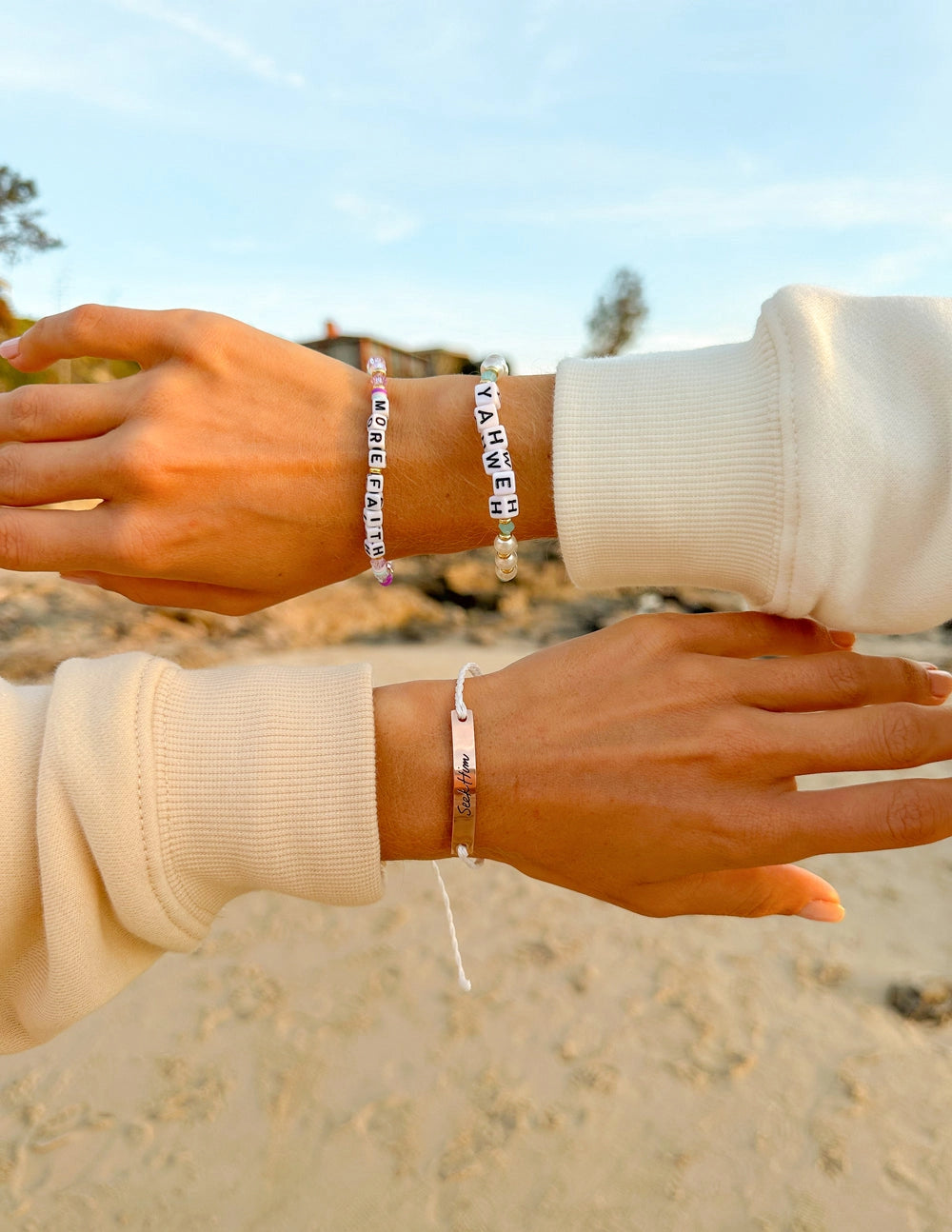 Woven "Seek Him" Bracelet - White