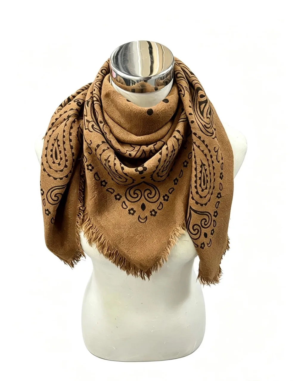 Lauren (Light Brown) Paisley Pattern Scarf, Imported from France