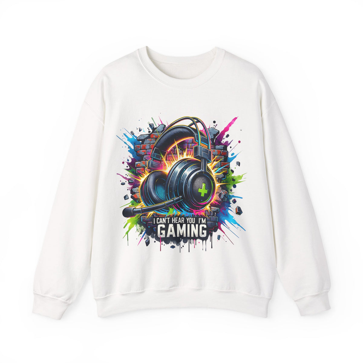 Gaming Headset I Can't Hear You, I'm Gaming – Gildan Heavy Blend | Trendy Women’s and Men's Soft Sweatshirt. Direct to Garment. Printed & Shipped in the USA. Unisex Sizes.