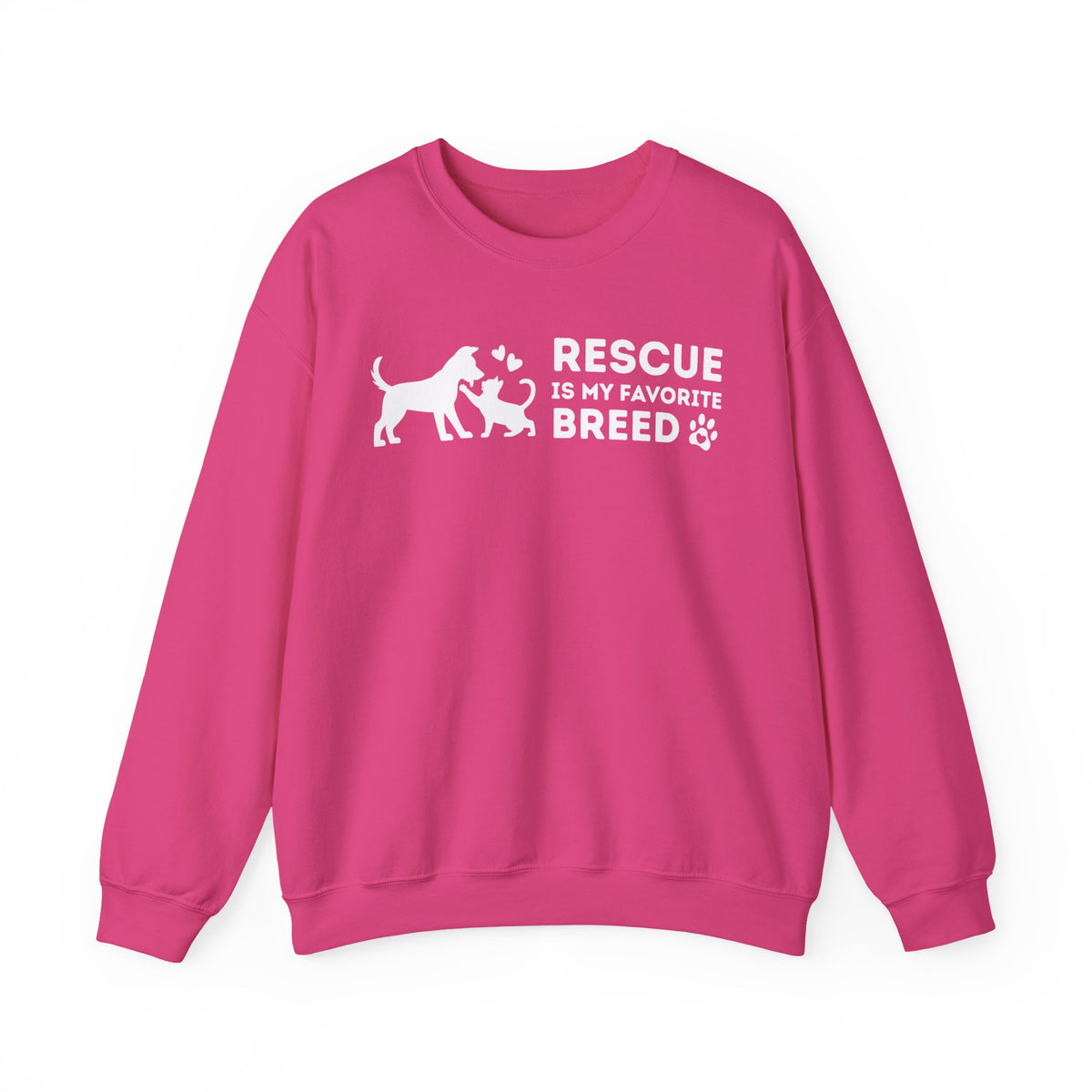 Rescue Is My Favorite Breed *This Shirt Saves Lives* – Gildan Heavy Blend | Trendy Men's and Women’s Soft Sweatshirt. Direct to Garment. Printed & Shipped in the USA. Unisex Sizes.
