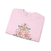 Merry and Caffeinated Iced Coffee Christmas Tree – Gildan Heavy Blend | Trendy Women’s Soft Sweatshirt. Direct to Garment. Printed & Shipped in the USA. Unisex Sizes.