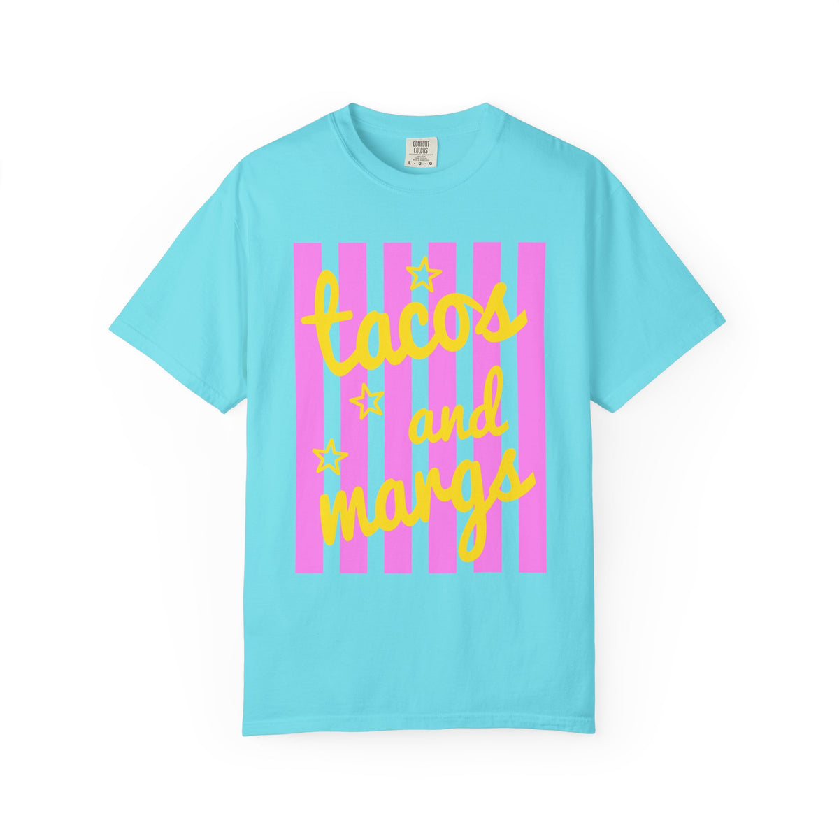 Tacos and Margs - Comfort Colors | Trendy Women's T-Shirt. Direct to Garment. Printed & Shipped in the USA. Unisex Sizes.