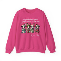 Christmas Cows - Probably Just Gonna Jingle Some Of The Way – Gildan Heavy Blend | Trendy Women’s and Men's Soft Sweatshirt. Direct to Garment. Printed & Shipped in the USA. Unisex Sizes.