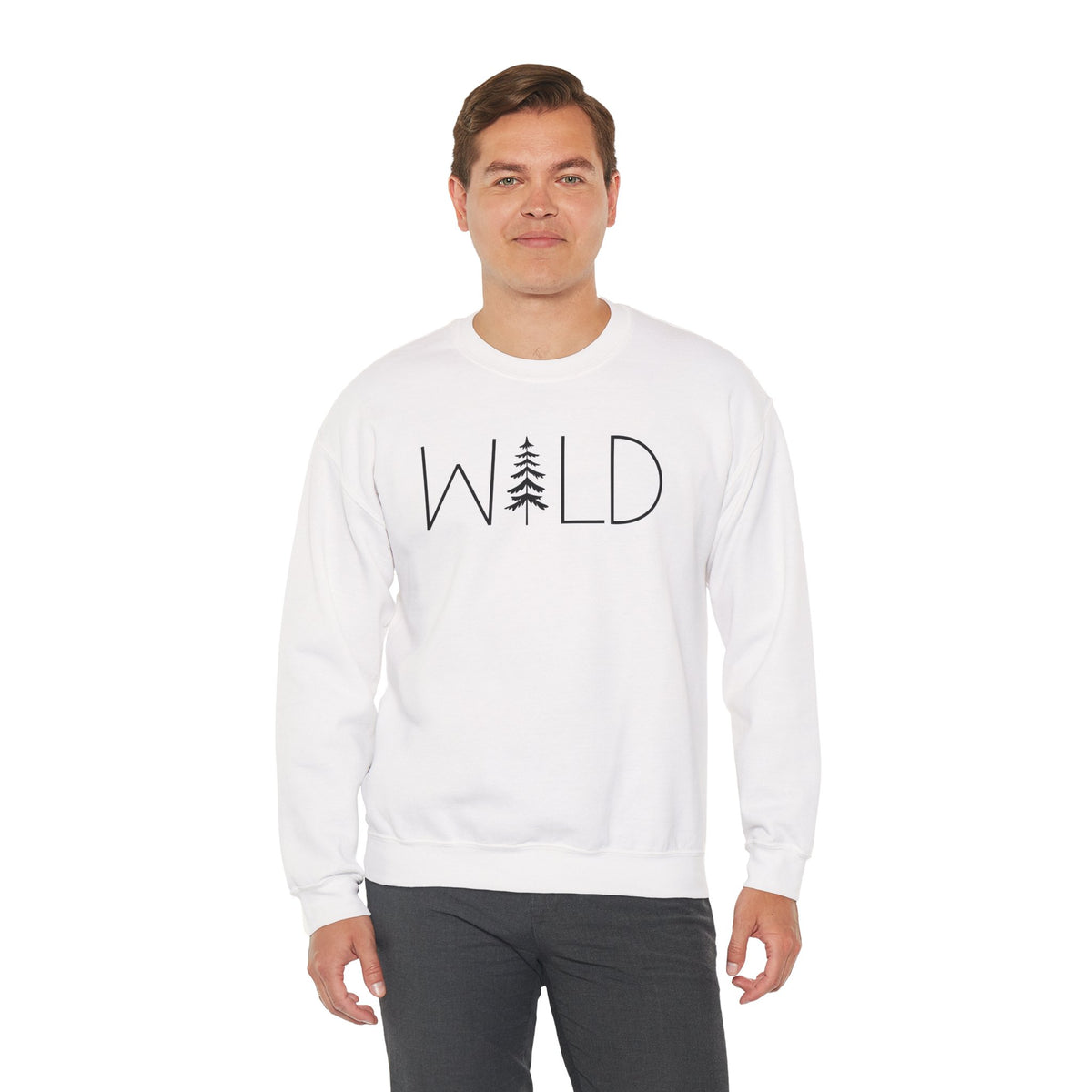 Wild Graphic, Nature, Pine Tree, Adventure – Gildan Heavy Blend | Trendy Women’s and Men's Soft Sweatshirt. Direct to Garment. Printed & Shipped in the USA. Unisex Sizes.
