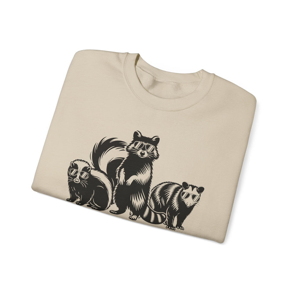 Stay Trashy, Skunk Raccoon Possum – Gildan Heavy Blend | Trendy Women’s and Men's Soft Sweatshirt. Direct to Garment. Printed & Shipped in the USA. Unisex Sizes.