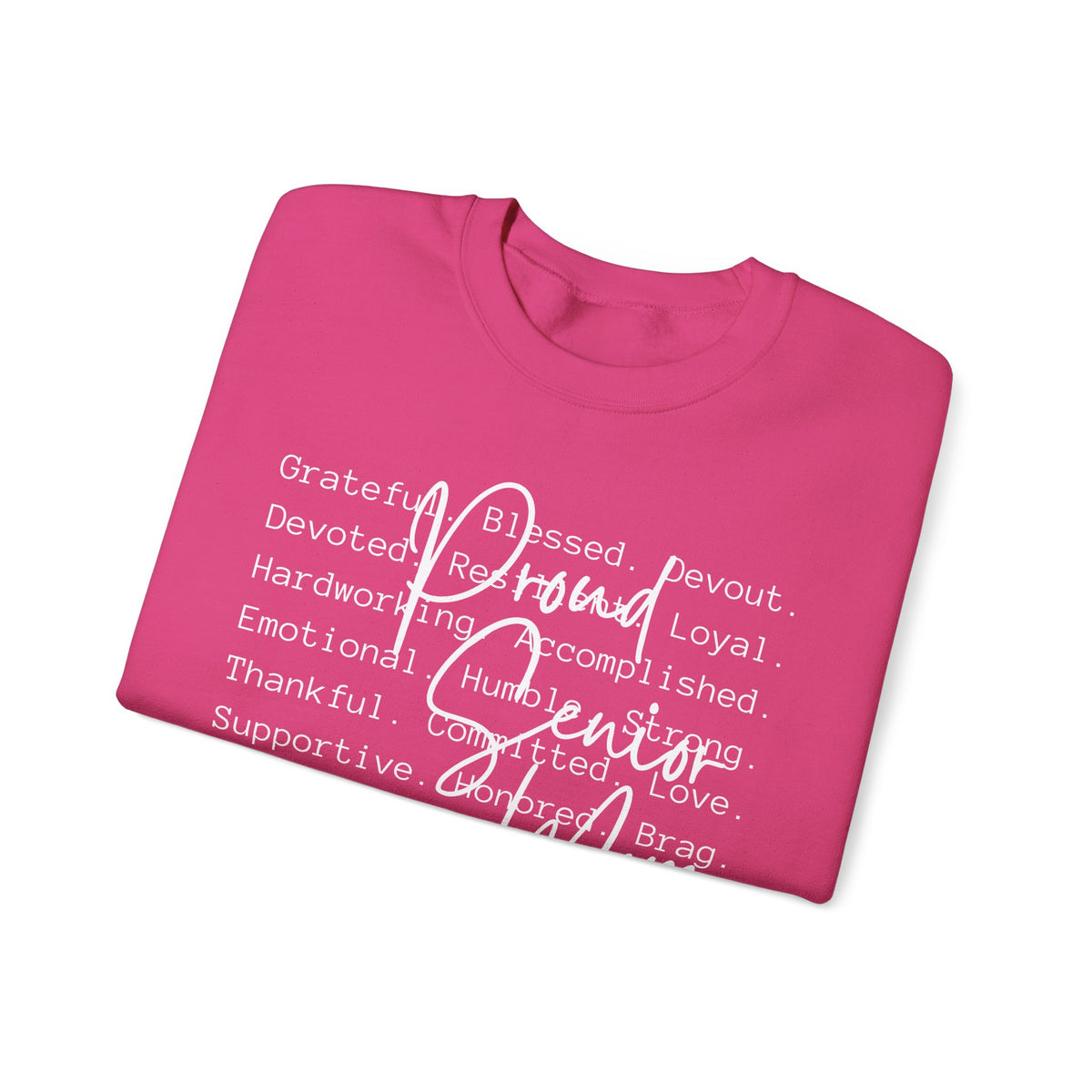 Proud Senior Mom, Description – Gildan Heavy Blend | Trendy Women’s Soft Sweatshirt. Direct to Garment. Printed & Shipped in the USA. Unisex Sizes.