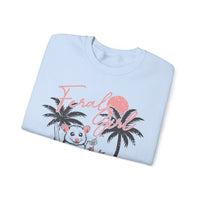 Feral Girl Summer, Possum on a Beach – Gildan Heavy Blend | Trendy Women’s Soft Sweatshirt. Direct to Garment. Printed & Shipped in the USA. Unisex Sizes.