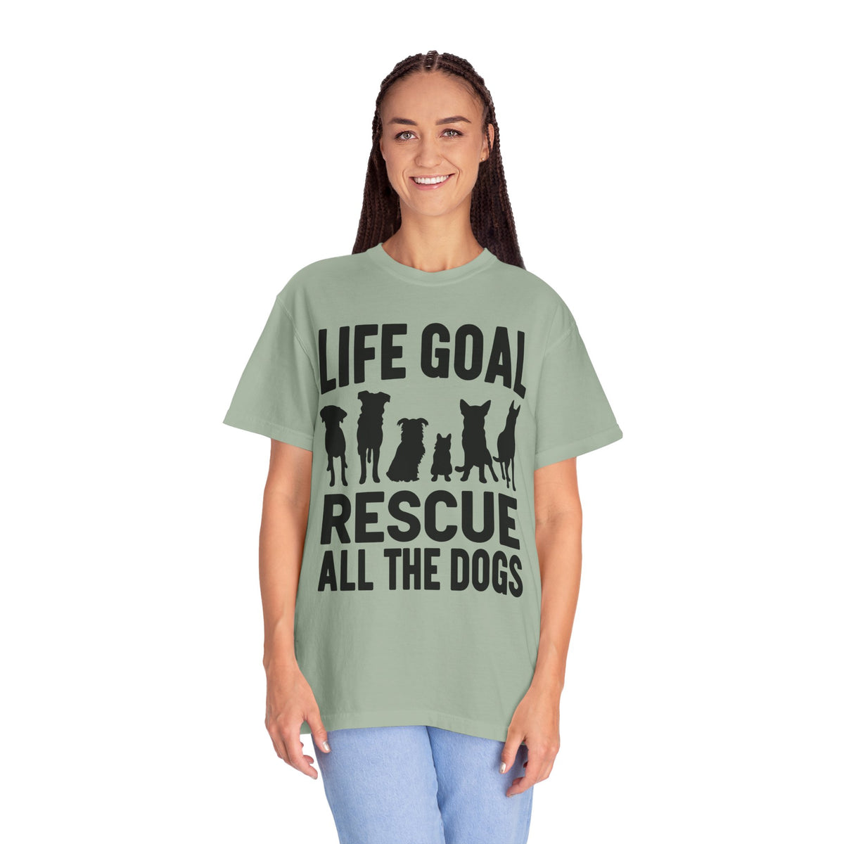 Life Goal Rescue All The Dogs - Comfort Colors | Trendy Unisex T-Shirt. Direct to Garment. Printed & Shipped in the USA. Unisex Sizes.