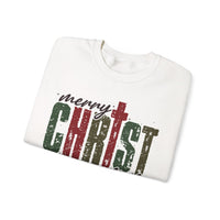 Distressed Merry ChrisTmas Faith Christian – Gildan Heavy Blend | Trendy Women’s Soft Sweatshirt. Direct to Garment. Printed & Shipped in the USA. Unisex Sizes.