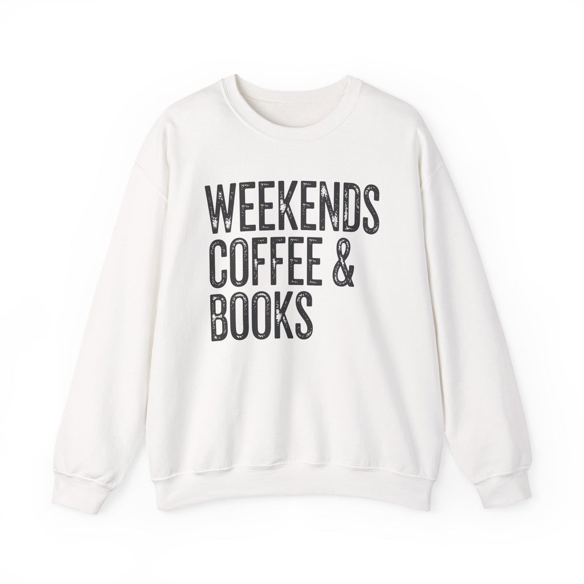 Weekends, Coffee & Books, Vintage – Gildan Heavy Blend | Trendy Women’s and Men's Soft Sweatshirt. Direct to Garment. Printed & Shipped in the USA. Unisex Sizes.