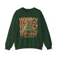 Merry Merry Merry Christmas, Faux Latch Hook Yarn – Gildan Heavy Blend | Trendy Women’s Soft Sweatshirt. Direct to Garment. Printed & Shipped in the USA. Unisex Sizes.
