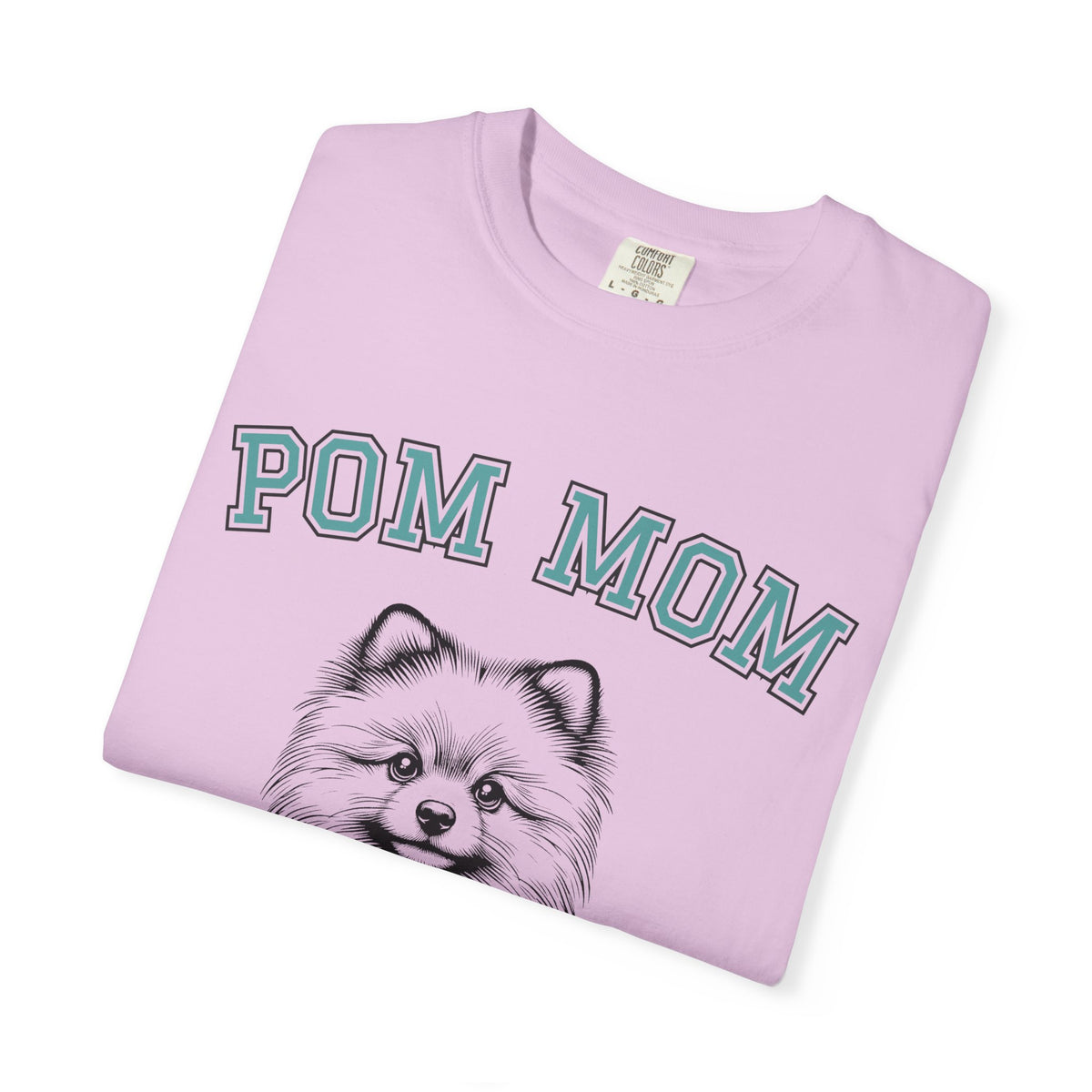 Pom Mom, Varsity - Comfort Colors | Trendy Women's T-Shirt. Direct to Garment. Printed & Shipped in the USA. Unisex Sizes.