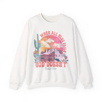 When All Else Fails, God Doesn't, Vintage – Gildan Heavy Blend | Trendy Women’s Soft Sweatshirt. Direct to Garment. Printed & Shipped in the USA. Unisex Sizes.