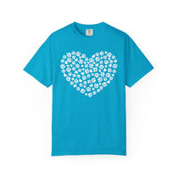 Dog Paw Heart - Comfort Colors | Trendy Women's T-Shirt. Direct to Garment. Printed & Shipped in the USA. Unisex Sizes.