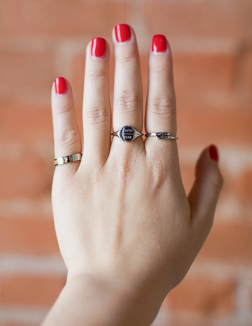 "Faith Over Fear" Silver-Colored Ring