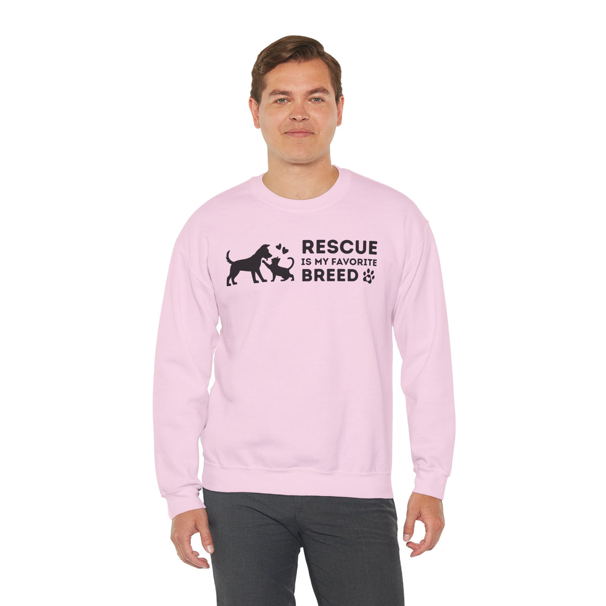 Rescue Is My Favorite Breed *This Shirt Saves Lives* – Gildan Heavy Blend | Trendy Men's and Women’s Soft Sweatshirt. Direct to Garment. Printed & Shipped in the USA. Unisex Sizes.
