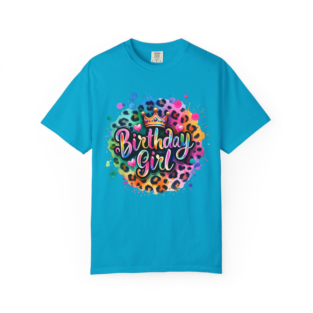Birthday Girl, Neon Leopard - Comfort Colors | Trendy Women's T-Shirt. Direct to Garment. Printed & Shipped in the USA. Unisex Sizes.